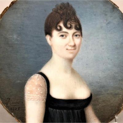 Roisin 1805: Miniature On Ivory, Portrait Of A Woman, Empire Period