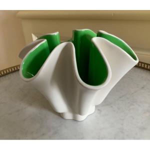 Vase Mouchoir En Céramique  Signé. Blanche Letalle Pour St Clément 