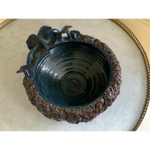 Enameled Ceramic Cup Signed Hassan à Domjean (circa 1975)