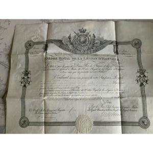 Document. Ordre Royal De La Légion D’honneur , Daté 1818