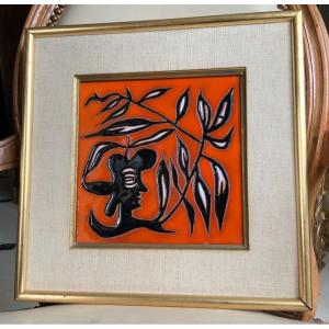 Jean Lurçat Sant Vicens. Orange And Black Ceramic Paving Stone
