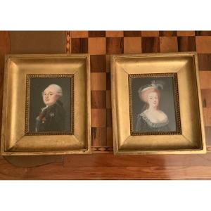 Portraits Of Louis XVI And Marie Antoinette, A Pair Of Late 18th-century Gouache Paintings 