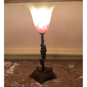 Art Nouveau Wrought Iron Lamp Circa 1925