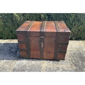 Trunk Or Travel Chest Reinforced With Iron