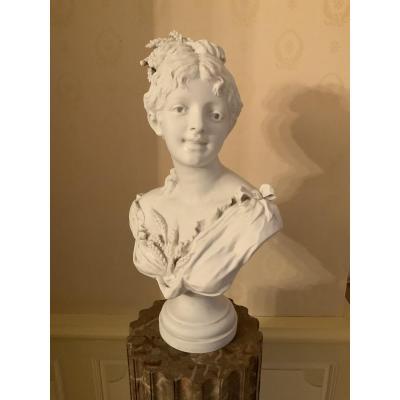 « jeune  Fille Aux épis De Blé  « buste Par Baury