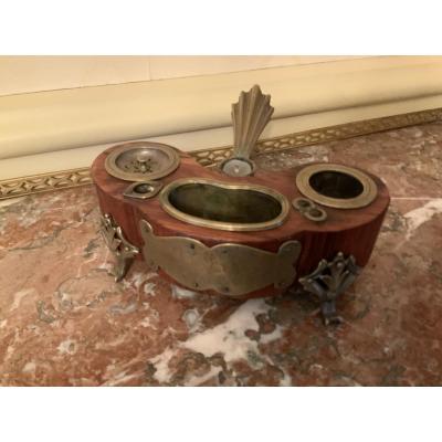 Inkwell Inlaid With Rosewood. Regency Period