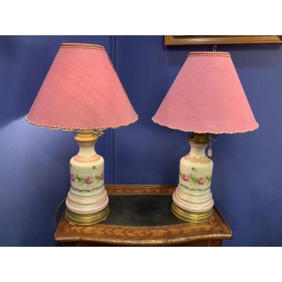 Grande  Paire  De Lampes  En  Porcelaine , XIXe 