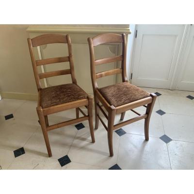 Paire De Chaises Restauration En Merisier 