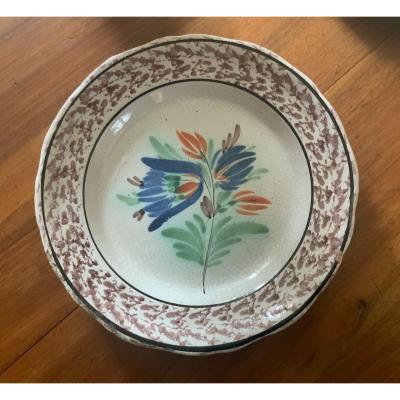 Round Earthenware Dish From Forges Les Eaux (near Rouen)