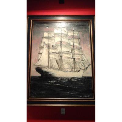 Grande Marine,  « le  Trois Mats «  Signée  A Fournier