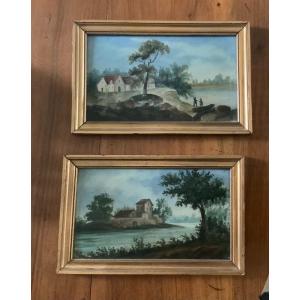 Pair Of Oils On Panel. 19th Century Flemish School