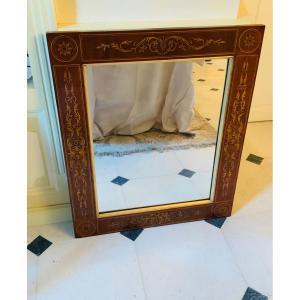 Charles X Mahogany Mirror Inlaid With Holly Wood Decors