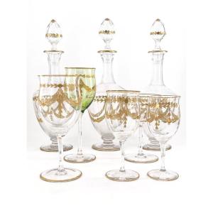  Crystal Glasses Service, 19th Century, 63 Pieces.