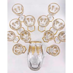 Baccarat Crystal Glasses Service Part, Harcourt Empire Model, 19 Pieces