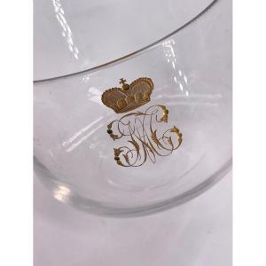 Pair Of Individual Crystal Coolers, Monogram And Princely Crown, 19th Century