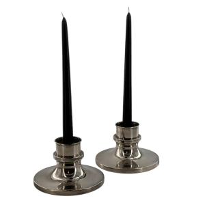  Pair Of Silver Metal Candlesticks, Maison Christian Dior.
