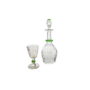 Baccarat Crystal Set Of A Wine Decanter And A Glass, Limited Edition, 25 Pieces