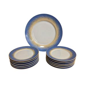 Porcelain Cake Service, Hermès Paris, 13 Pieces.