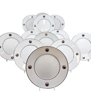 Set Of 12 Limoges Porcelain Presentation Plates, Bernardaud Company, Ithaq Pattern