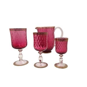 Murano Glass Service For 8 People Plus Reserves, Nason And Moretti, 29 Pieces