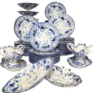 Part Of A Creil And Montereau Earthenware Dinner Service, Flora Model, 66 Pieces.