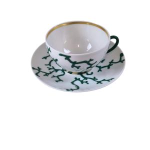 Limoges Porcelain Breakfast Set, Raynaud Company, Cristobal Emerald Pattern