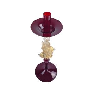 Large Murano Glass Table Candlestick, Pauly House.