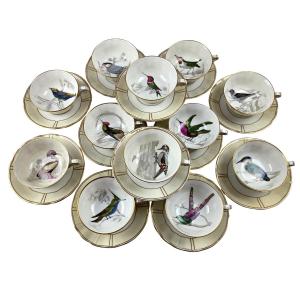 Limoges Porcelain Tea Service, Bernardaud Company, "les Oiseaux De Buffon" Pattern, 2