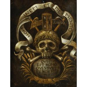  Vanity With Memento Mori. Oil On Copper, Italy, 17th Century. 