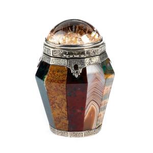 Victorian Silver And Hardstone Vinaigrette