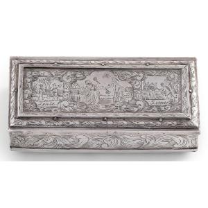 Rectangular Silver Compartment Box, Netherlands, 19th Century