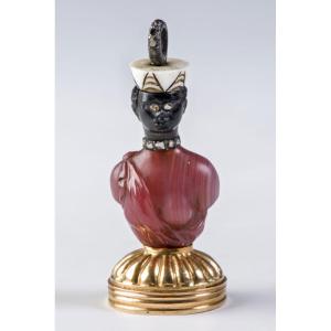 Gold, Silver, Agate, Onyx, Diamond And Engraved Hardstone Seal Pendant, 19th Century