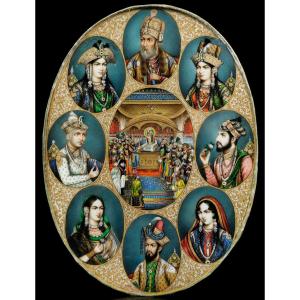 Miniature On Ivory Depicting Indian Rulers, India, 19th Century