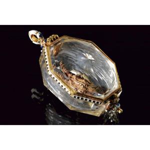Pendant In Rock Crystal, Gold, And Polychrome Enamels. Spain, 17th Century