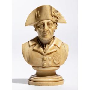 19th Century Ivory Bust Depicting Frederick II Of Prussia
