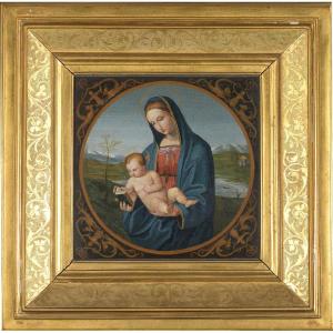 Micro-mosaic Plaque Virgin And Child, Rome Circa 1820