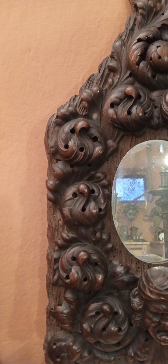 Specchiera da parete in legno di noce-photo-4