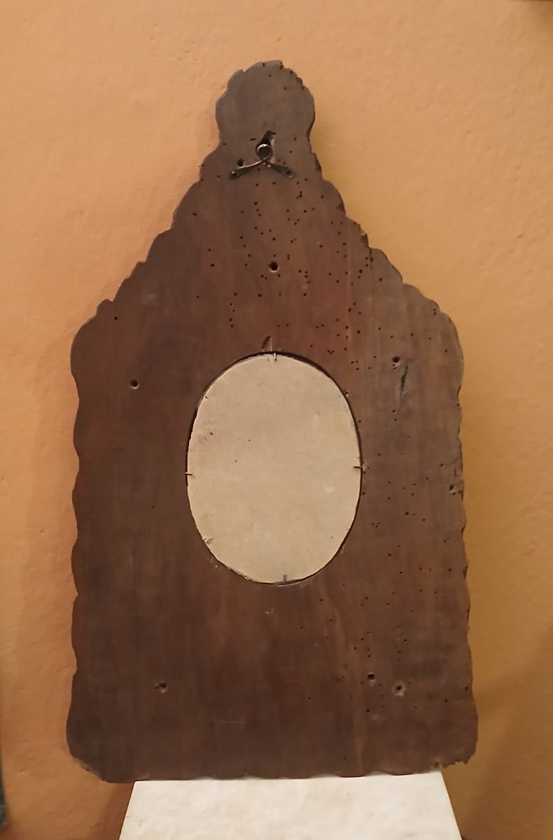 Specchiera da parete in legno di noce-photo-1
