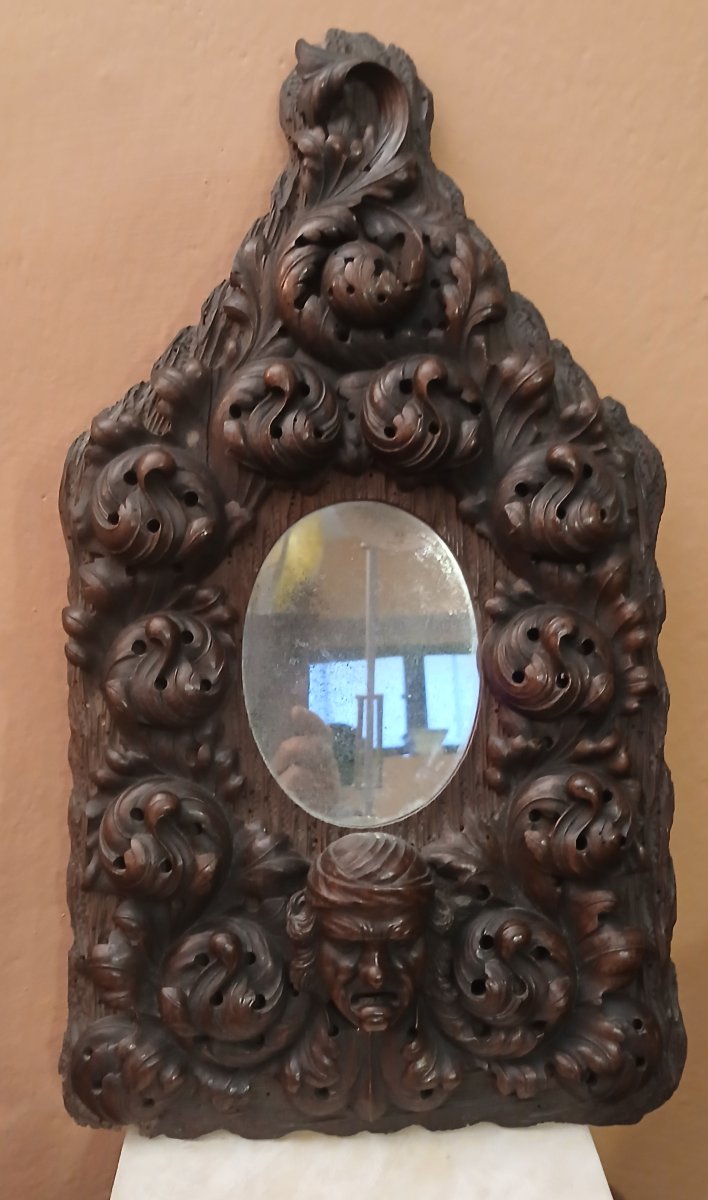 Specchiera da parete in legno di noce