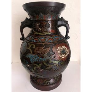 Bronze And Enamel Vase Asian Art