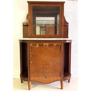 Art Deco Silver Cabinet Marquetry Wood Mother Of Pearl 