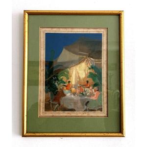 Watercolor "night Dinner" 