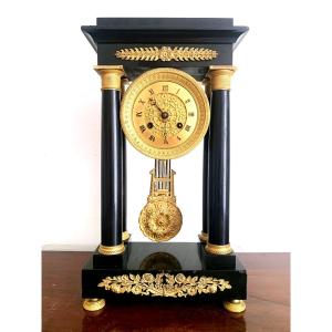 19th Century Bronze And Marble Portico Clock