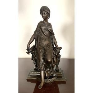 Bronze "woman In Antique Style" Signed François Mage
