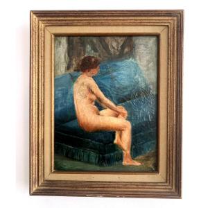 Oil On Canvas Sketch "female Nude"