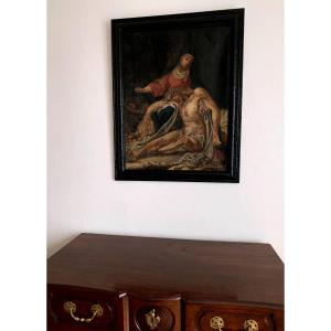 Oil On Canvas 18th Century "pieta"
