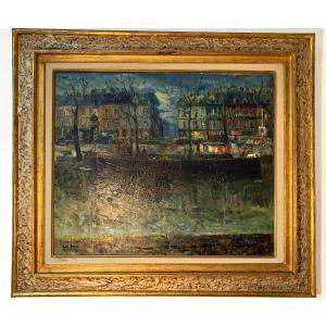 Oil On Canvas By Alfred Cini "quai De Seine"