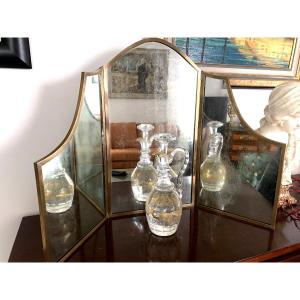 Art Deco Triptych Mirror In Bronze