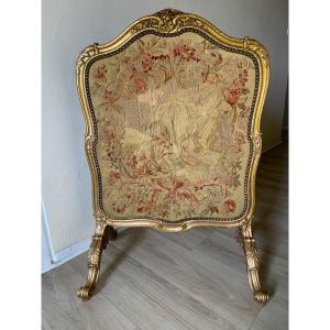Fire Screen, Fireplace Screen, Gilded Wood