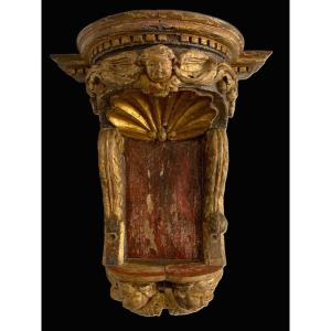 Console In Carved Wood With Angels, 13th Century, Regency Period